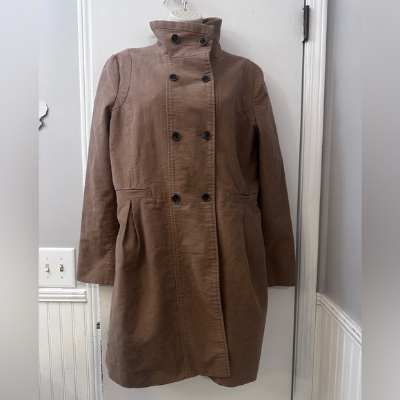 MNG by Mango Women’s L Brown Double-Breasted Military Trench Coat Jacket Chic - Picture 3 of 11